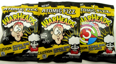 Warheads Atomic Fizz 2oz bags ~ Extreme SOUR Fizz hard candy 5 flavor ~ Lot of 3