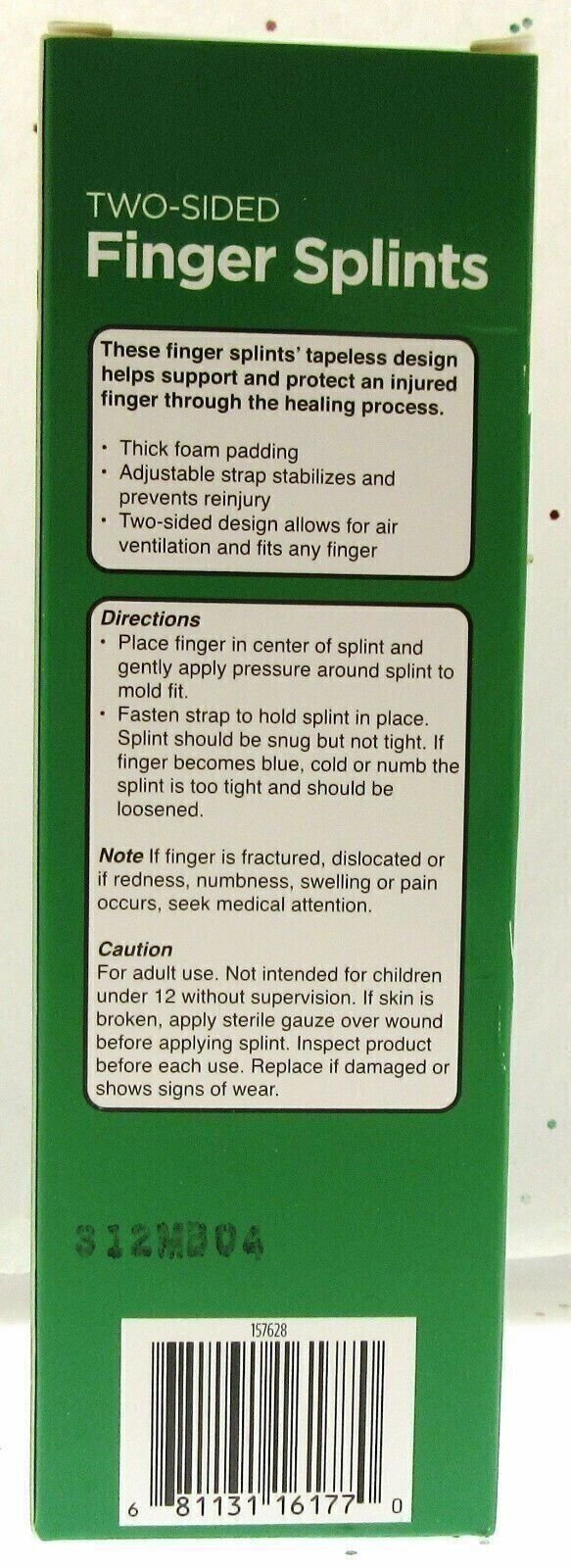 Finger Splints ~ Two Sided ~ 1 Medium - 1 Large ~ Protects Fingers