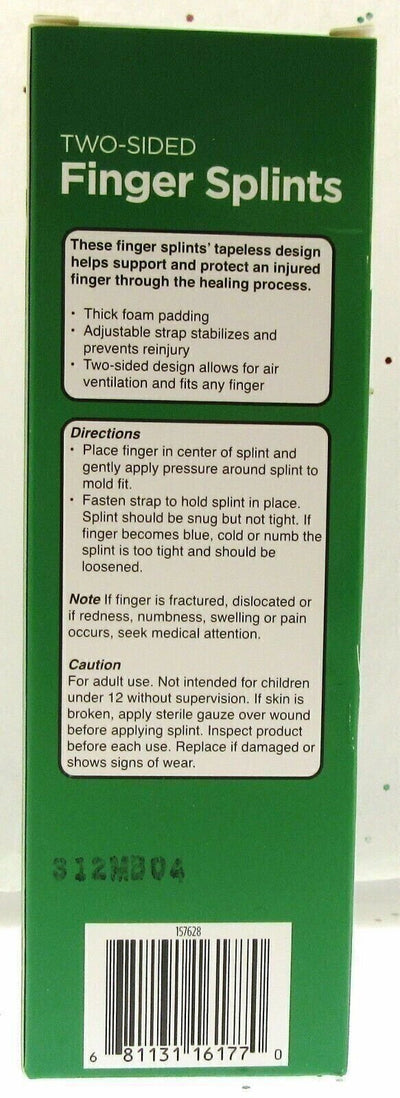 Finger Splints ~ Two Sided ~ 1 Medium - 1 Large ~ Protects Fingers