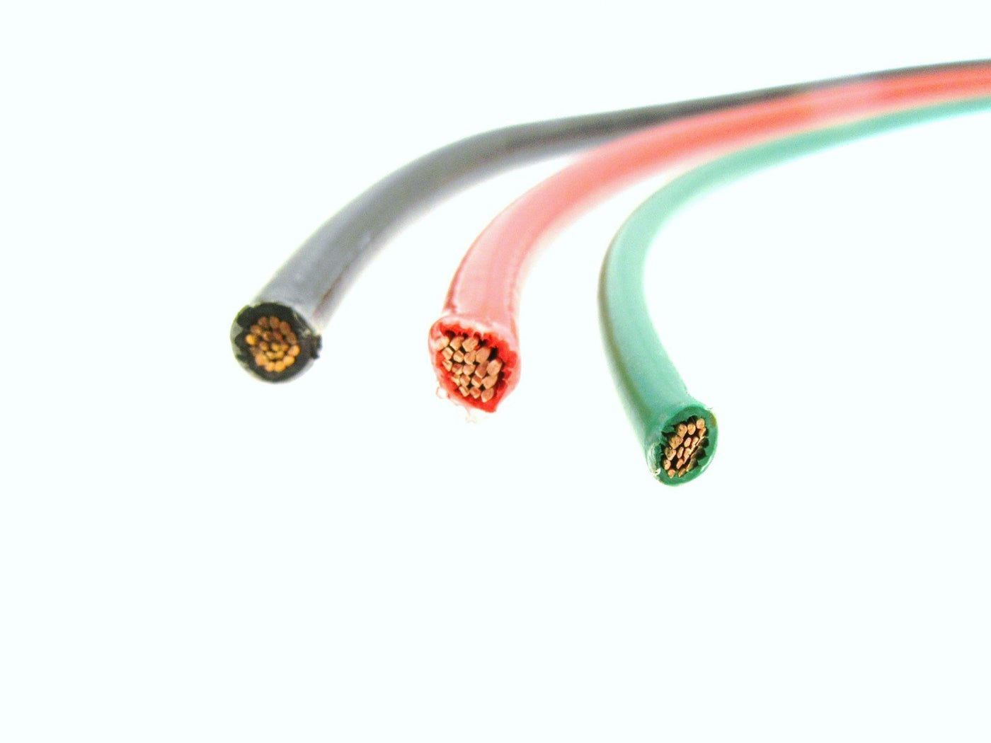 8 Gauge Copper Wire ( 28 inches ) ~ Stranded ~ Red, Black, Green Ground