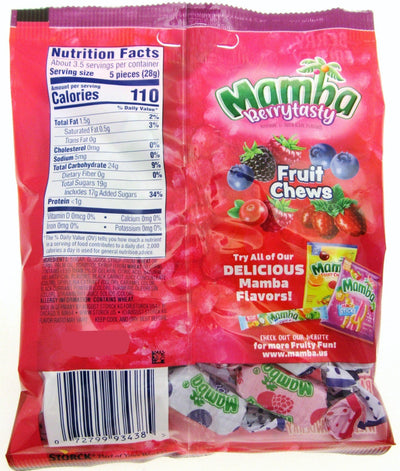 Mamba Berry Tasty Fruit Chews ~ American Candy 3.52oz Bag Lot of 2