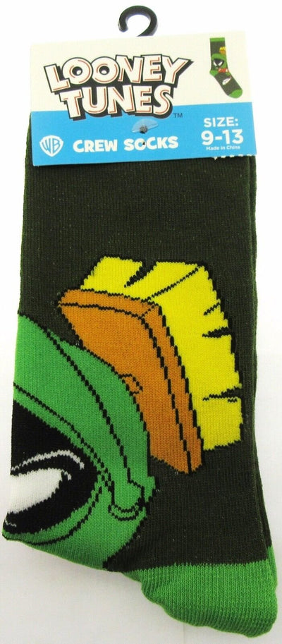 Marvin the Martian Looney Tunes ~ One Pair Crew Socks for Men Shoe Sizes 9 - 13