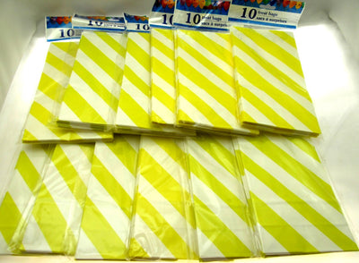Yellow Striped Treat Bags 5x9 inch Party Sacks