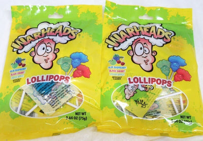 Warheads Extreme SOUR Lollipops ~ 2.64oz bags ~ Pops 3 flavors ~ Lot of 2