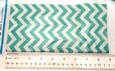 40 Turquoise Jagged Stripe Treat Bags 5x9 inch Party Sacks
