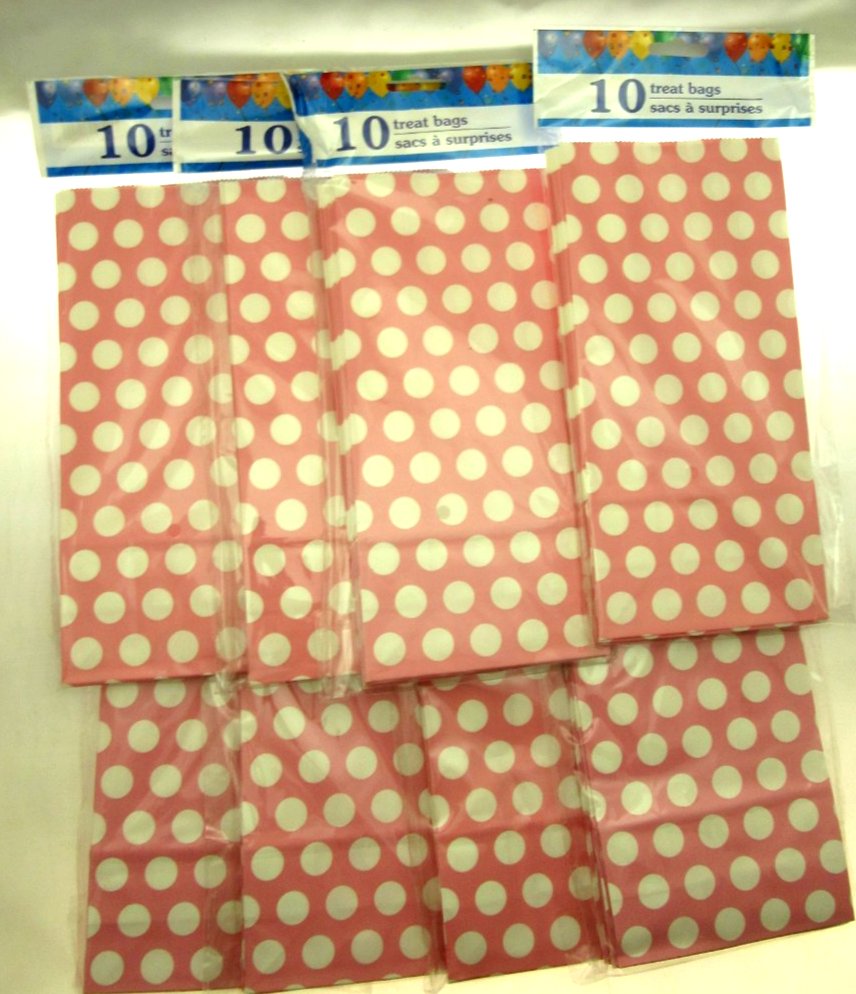 80 Pink Dot Treat Bags 5x9 inch Party Sacks