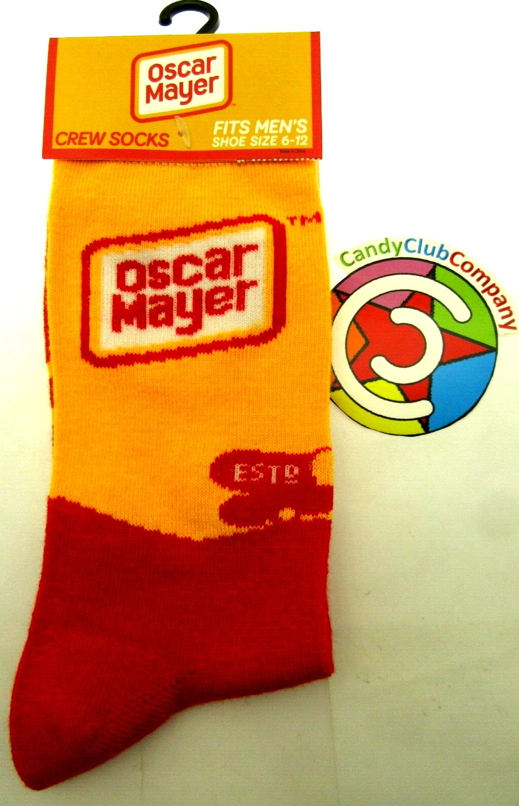 One Pair of 1883 Oscar Mayer Crew Socks for Men Shoe Sizes 6 - 12