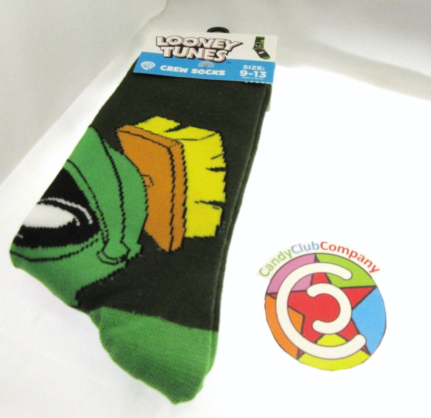Marvin the Martian Looney Tunes ~ One Pair Crew Socks for Men Shoe Sizes 9 - 13