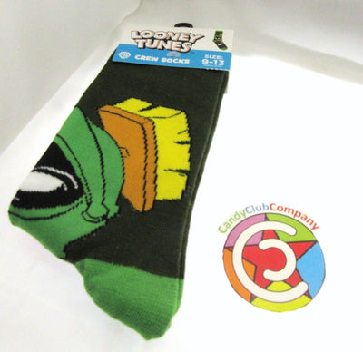 Marvin the Martian Looney Tunes ~ One Pair Crew Socks for Men Shoe Sizes 9 - 13