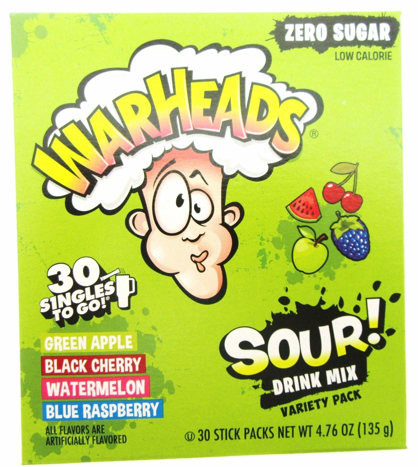 Warheads Variety Pack ~ 30 Packets Per Box ~ Sugar Free ~ Drink Mix