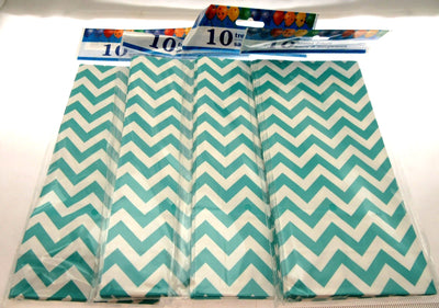 40 Turquoise Jagged Stripe Treat Bags 5x9 inch Party Sacks