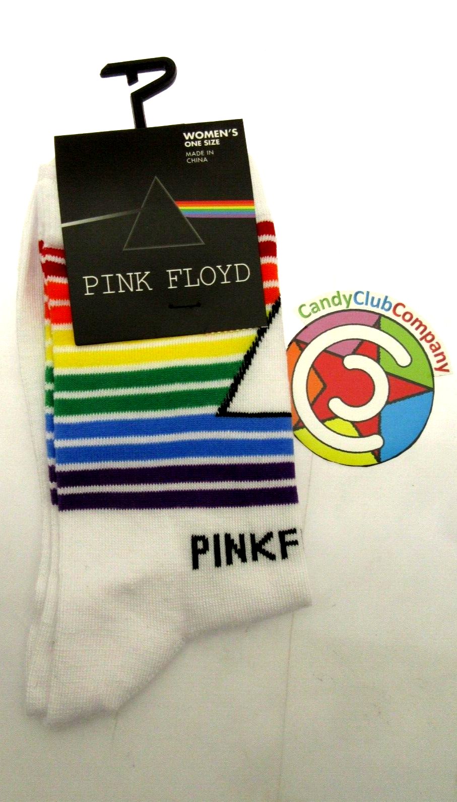 Pink Floyd White Crew Socks ~ Women's Sizes 6 - 9.5 ~ One Pair