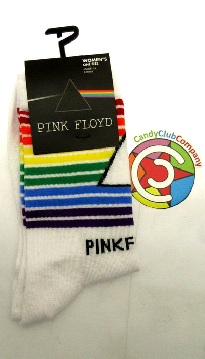 Pink Floyd White Crew Socks ~ Women's Sizes 6 - 9.5 ~ One Pair