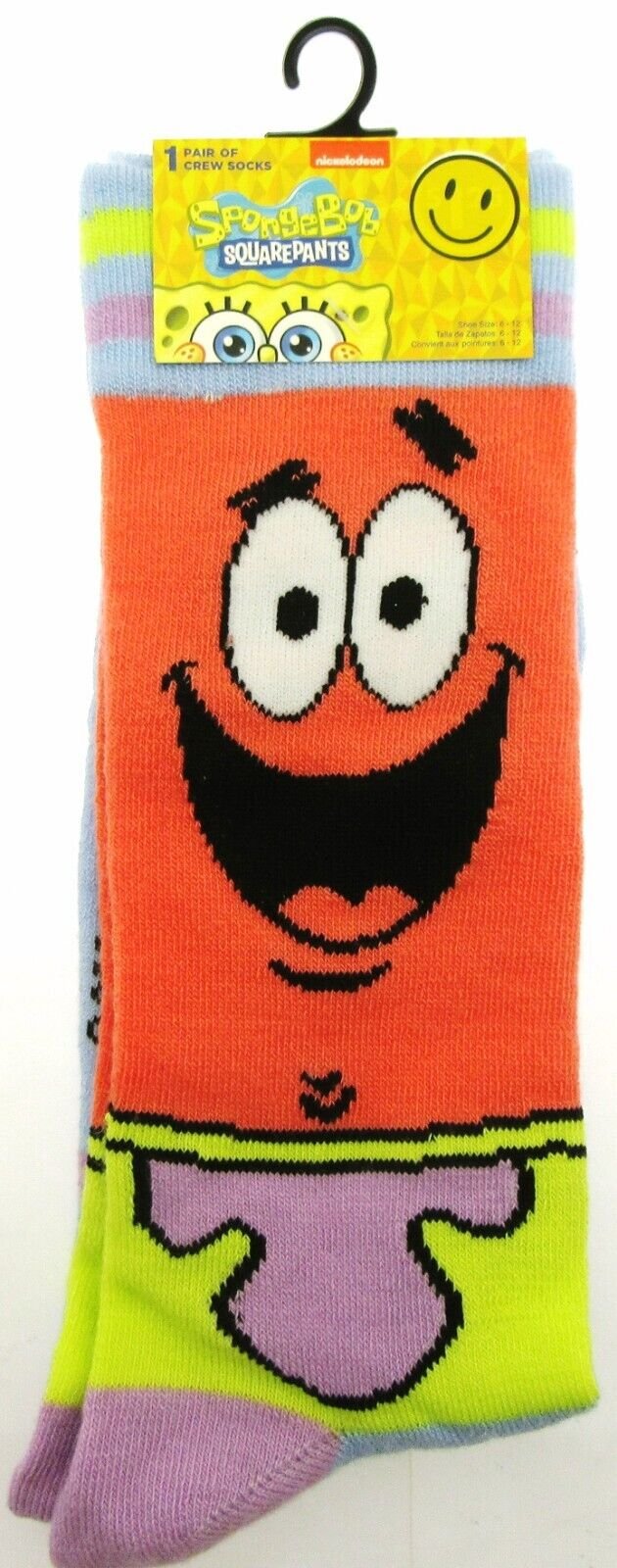 SpongeBob SP! Crew Socks ~ Men Sizes 6 - 12 ~ Patrick ~ One Pair