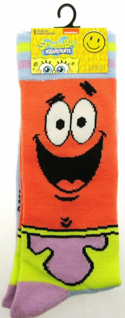 SpongeBob SP! Crew Socks ~ Men Sizes 6 - 12 ~ Patrick ~ One Pair