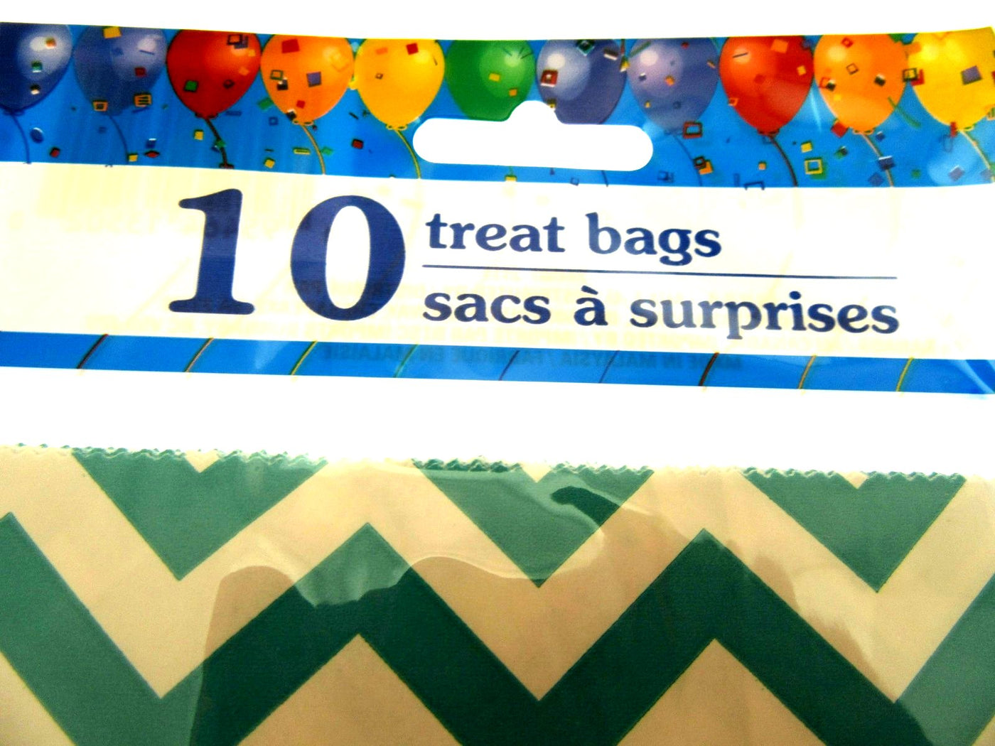 40 Turquoise Jagged Stripe Treat Bags 5x9 inch Party Sacks