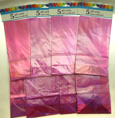 40 Gusset Metallic Pink Party Bags 5x9 Inch Treat Bags