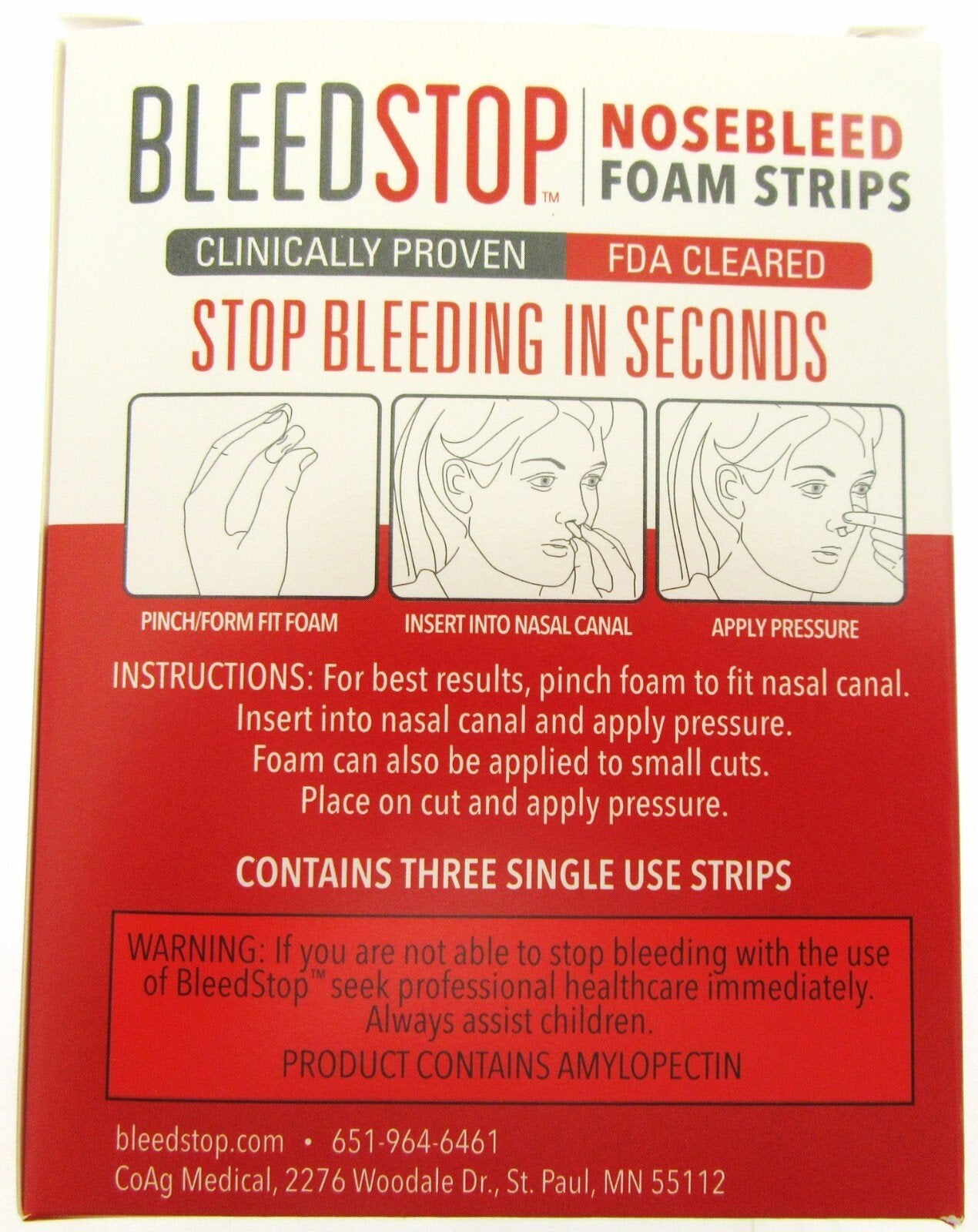 FOR NOSEBLEEDS ~ BLEEDSTOP ~ Stops Nosebleeds Bleeding in Seconds