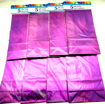 40 Gusset Metallic Purple Party Bags 5x9 Inch Treat