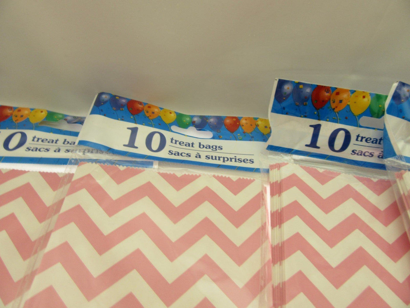 80 Pink Jagged Striped Treat Bags 5x9 inch Party Sacks