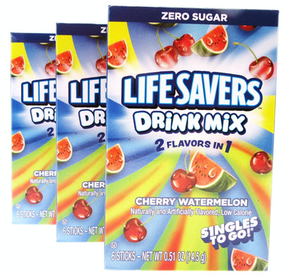 Lifesavers Drink Mix ~ Sticks ~ Zero Sugar Free ~ Cherry Watermelon ~ Lot of 3