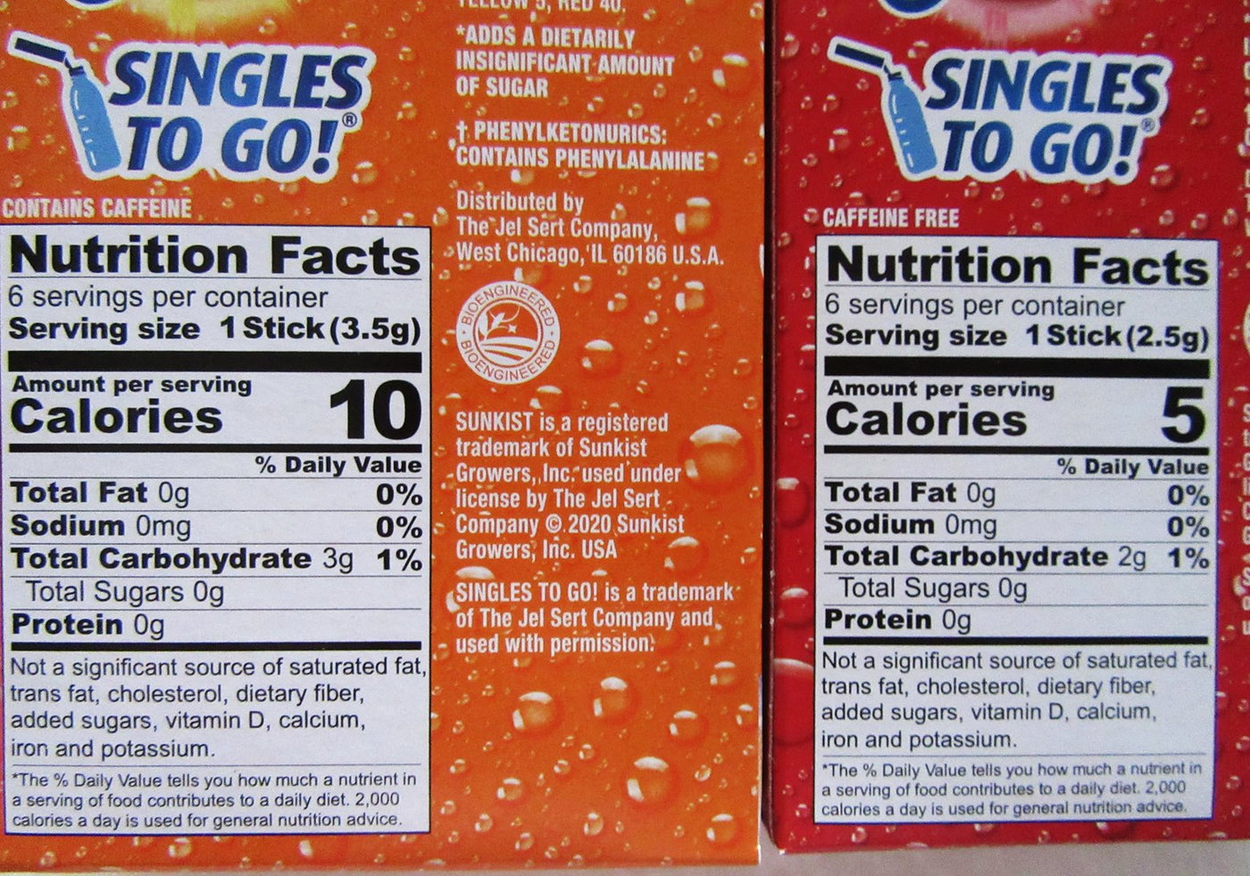 NEW! Sunkist ~ 6 Packets ~ Zero Sugar Free ~ Drink Mix ~ 5 Boxes