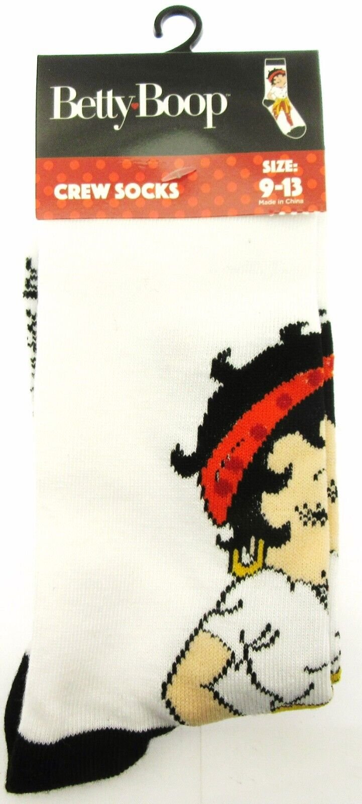 Betty Boop ~ One Pair Crew Socks for Men Shoe Sizes 9 - 13