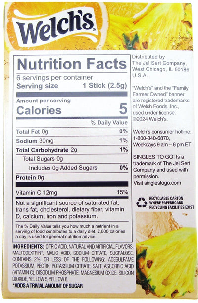 Welch's Orange Pineapple ~ Packets ~ Zero Sugar Free ~ Drink Mix ~ 3 Boxes