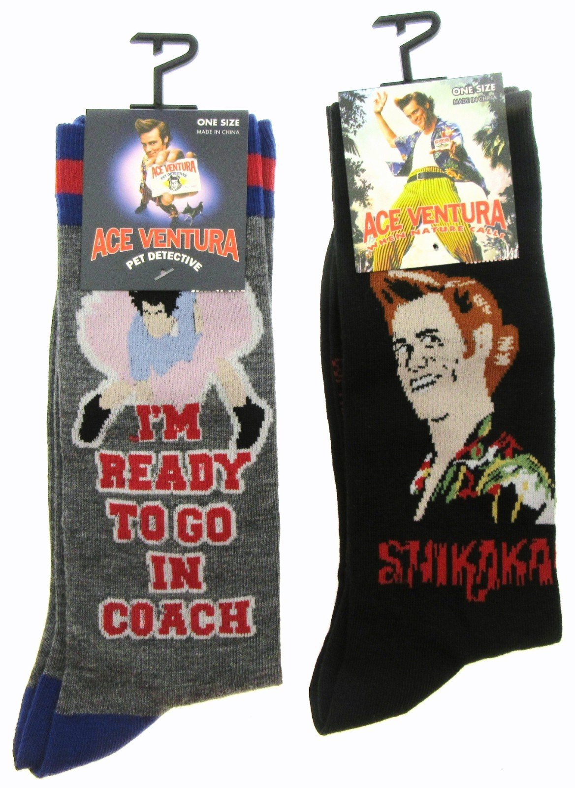 Ace Ventura Socks ~ Men One Size 7 - 12 ~ Pet Detective & When Nature Calls