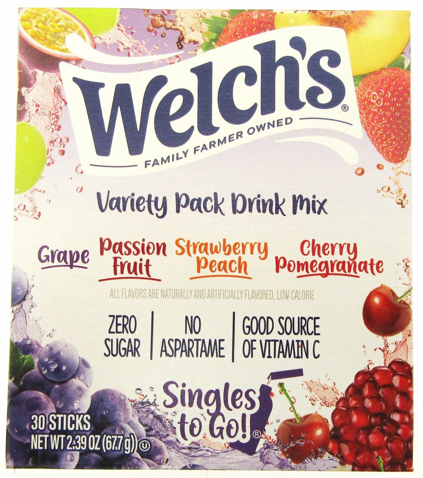 Welch's Variety Pack Drink Mix ~ 30 Sticks Per Box ~ Zero Sugar 2.39oz (67.7g)