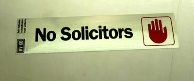 No Solicitors Stop Self Adhesive Metal Sign