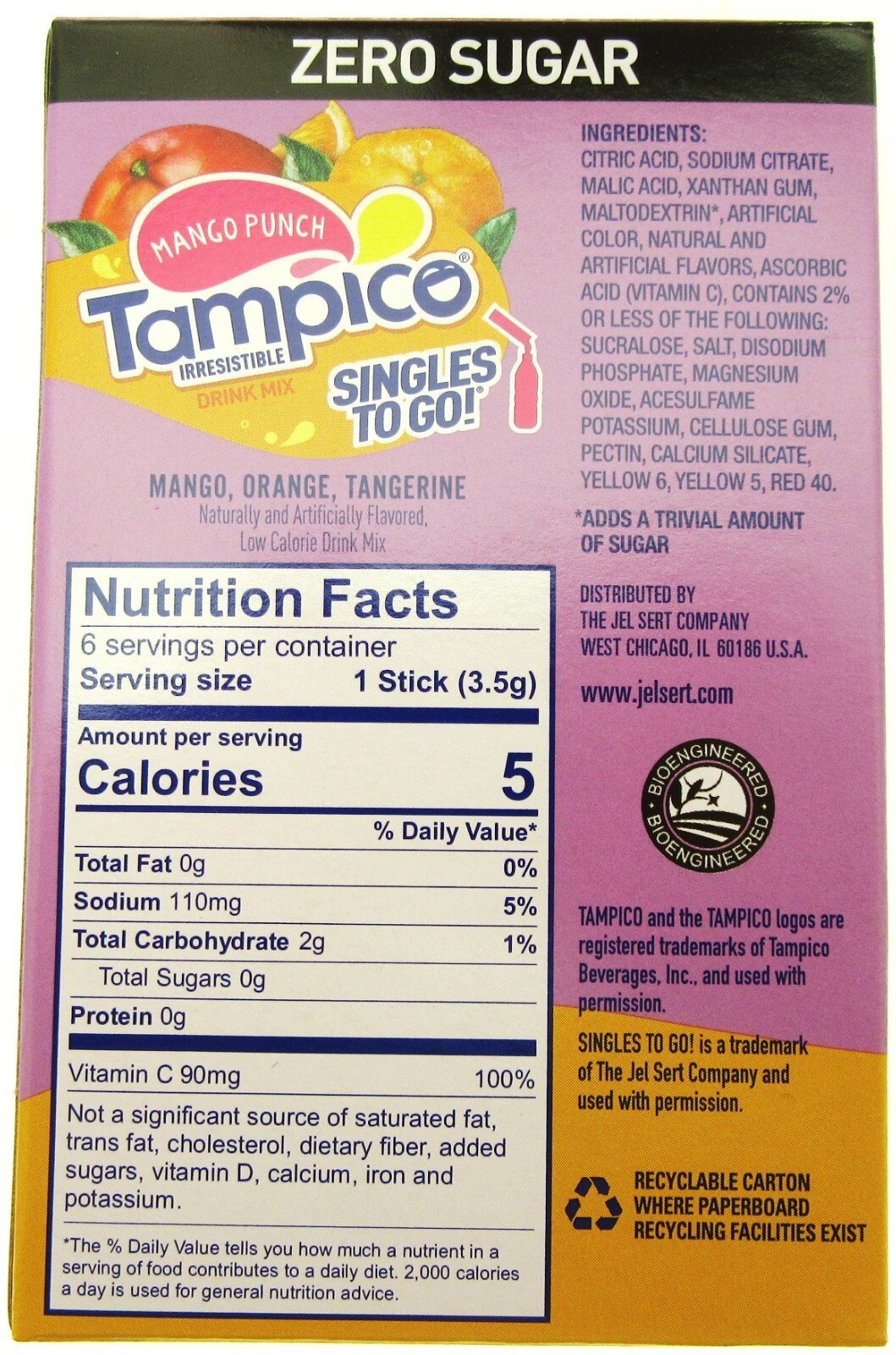 Tampico Mango Punch ~ Packets ~ Zero Sugar Free ~ Drink Mix ~ 3 Boxes
