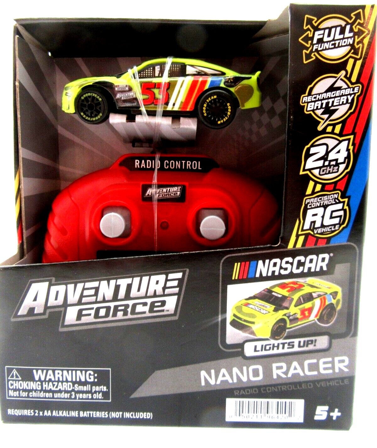 Nano Racer RC Car #53 Green ~ Nascar Adventure Force ~ Radio Control Fun