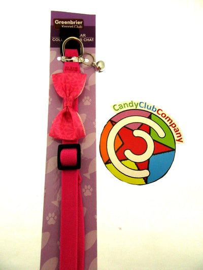 Cat Collar by Greenbrier Kennel Club ~ With Bell ~ Pink Pattern Bow Tie