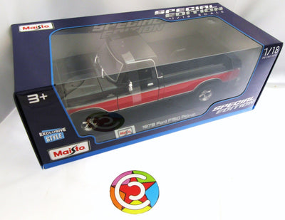 1979 Ford F150 Pick-up Truck ~ Black & Red ~ 1:18 ~ Die Cast ~ Maisto