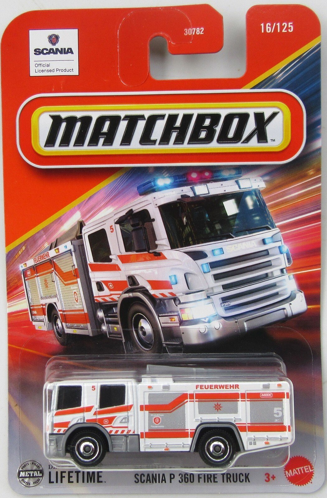 Scania P 360 Fire Truck ~ White & Orange ~ 1:64 Scale ~ Matchbox