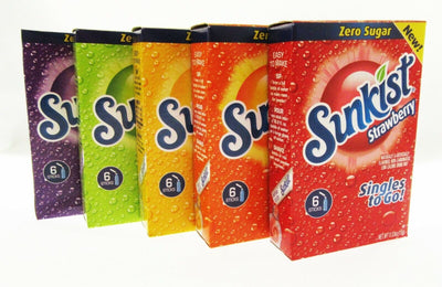 NEW! Sunkist ~ 6 Packets ~ Zero Sugar Free ~ Drink Mix ~ 5 Boxes