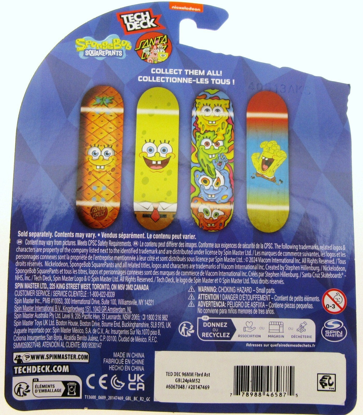Tech Deck ~ Santa Cruz ~ Skateboard  / Fingerboard ~ Sponge Bob ~ Psychedelic