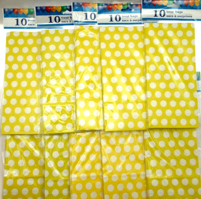 Yellow  Dots Treat Bags 5x9 inch Party Sacks