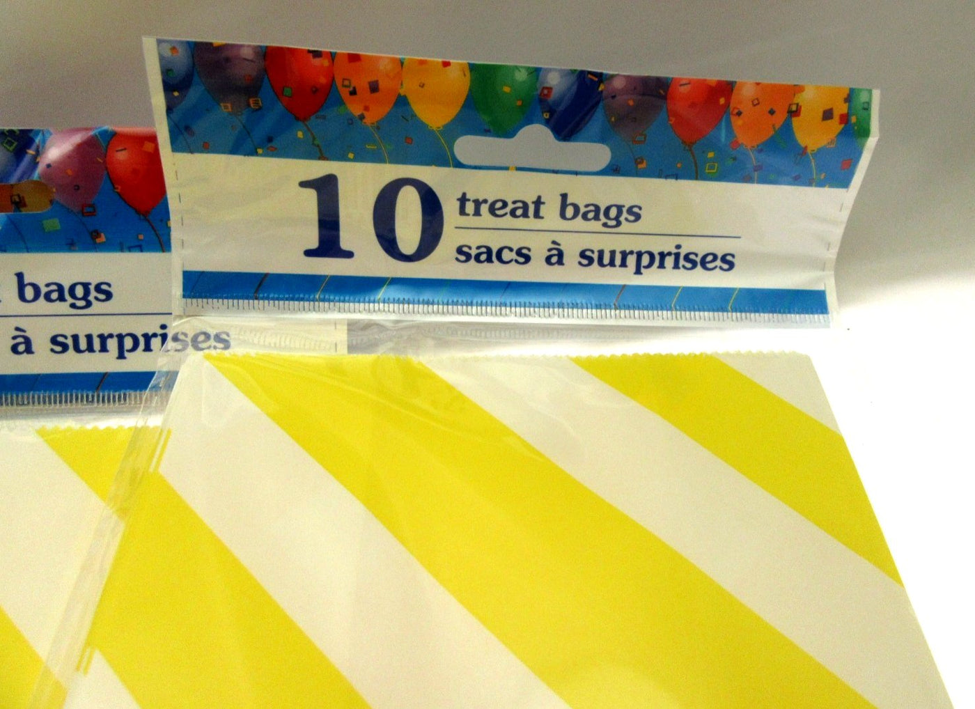 Yellow Striped Treat Bags 5x9 inch Party Sacks