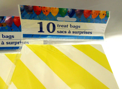 Yellow Striped Treat Bags 5x9 inch Party Sacks