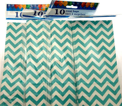 40 Turquoise Jagged Stripe Treat Bags 5x9 inch Party Sacks