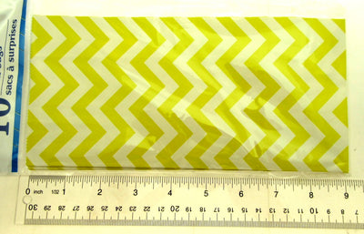 Yellow Jagged Striped Treat Bags 5x9 inch Party Sacks