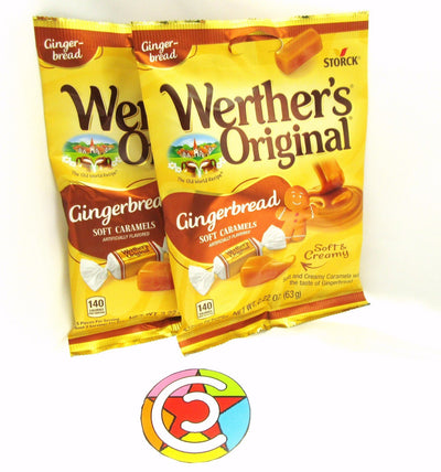 Werther's Gingerbread ~ Soft Caramels  Candies ~  2.22oz Bags ~ Lot of 2