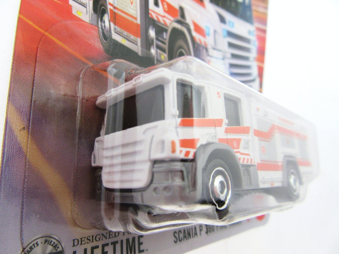 Scania P 360 Fire Truck ~ White & Orange ~ 1:64 Scale ~ Matchbox