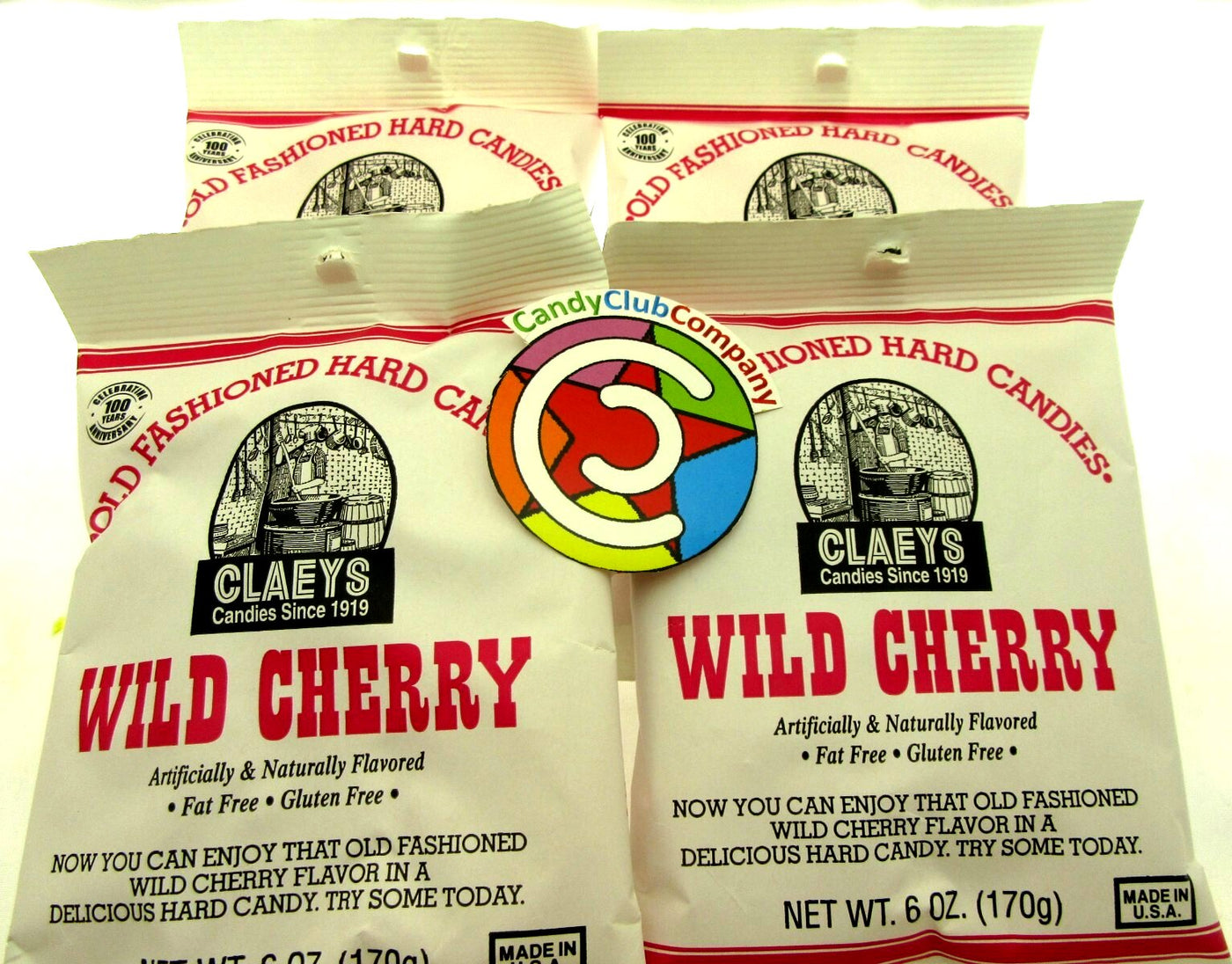 Claey's Old Fashioned Wild Cherry Hard Candies ~ Four 6oz bag Gluten Free Candy