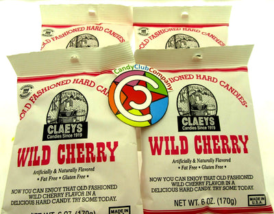 Claey's Old Fashioned Wild Cherry Hard Candies ~ Four 6oz bag Gluten Free Candy