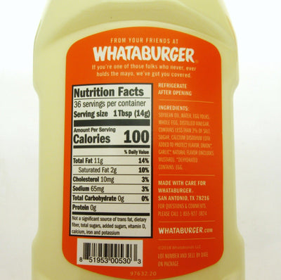 Whataburger Real Mayonnaise " Rich & Creamy" ~ 18oz Bottle ~ Lot of 2