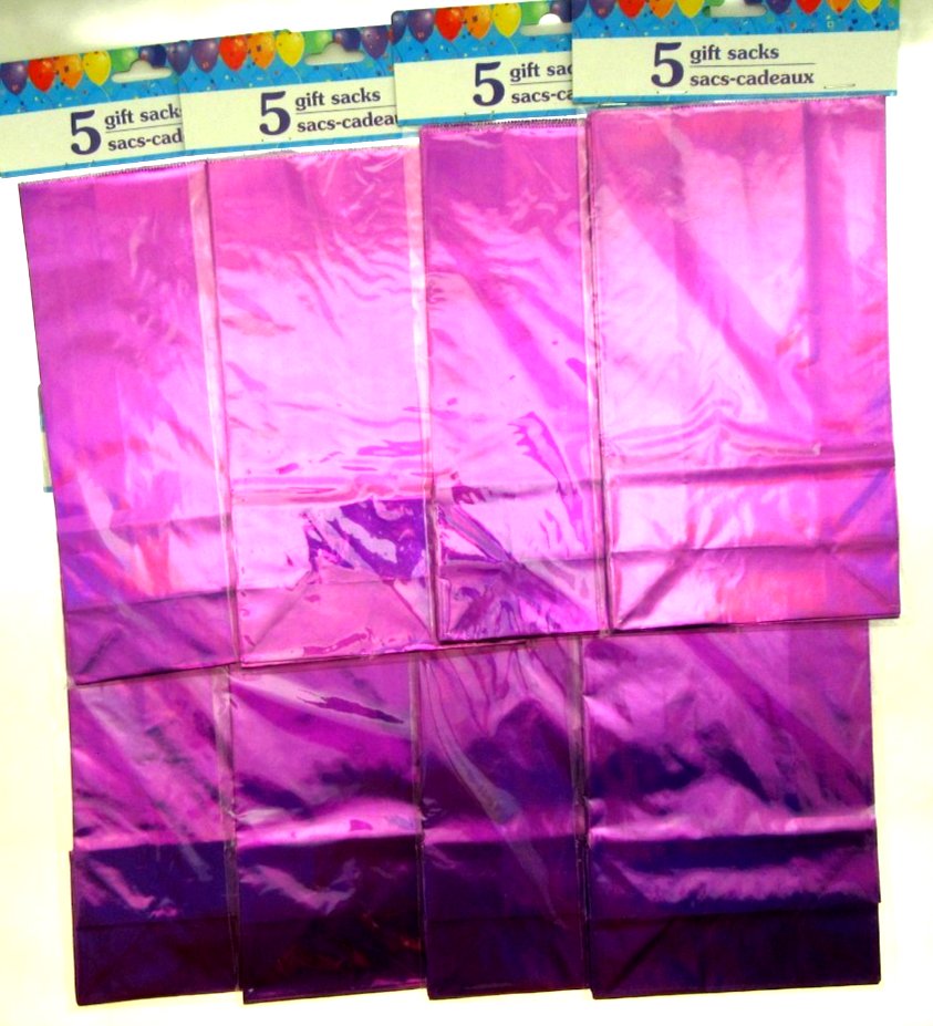 40 Gusset Metallic Purple Party Bags 5x9 Inch Treat