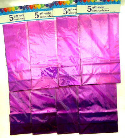 40 Gusset Metallic Purple Party Bags 5x9 Inch Treat